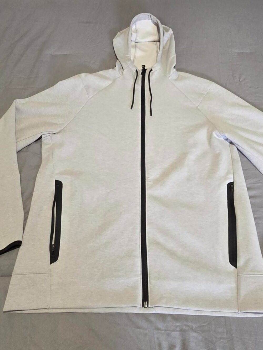 Old Navy Active Dynamic Fleece Zip Hoodie Off White Light Heather Grey Large